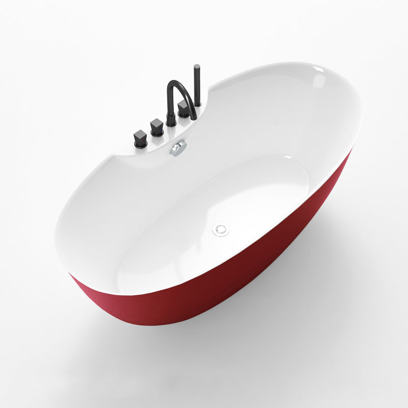 Soaking Oval Freestanding Bathtub Modern Acrylic Bathtub with Overflow Trim