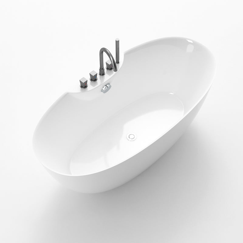Soaking Oval Freestanding Bathtub Modern Acrylic Bathtub with Overflow Trim