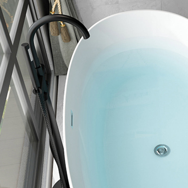 Soaking Oval Freestanding Bathtub Modern Acrylic Bathtub with Overflow Trim