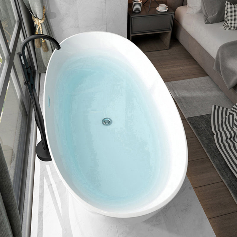 Soaking Oval Freestanding Bathtub Modern Acrylic Bathtub with Overflow Trim