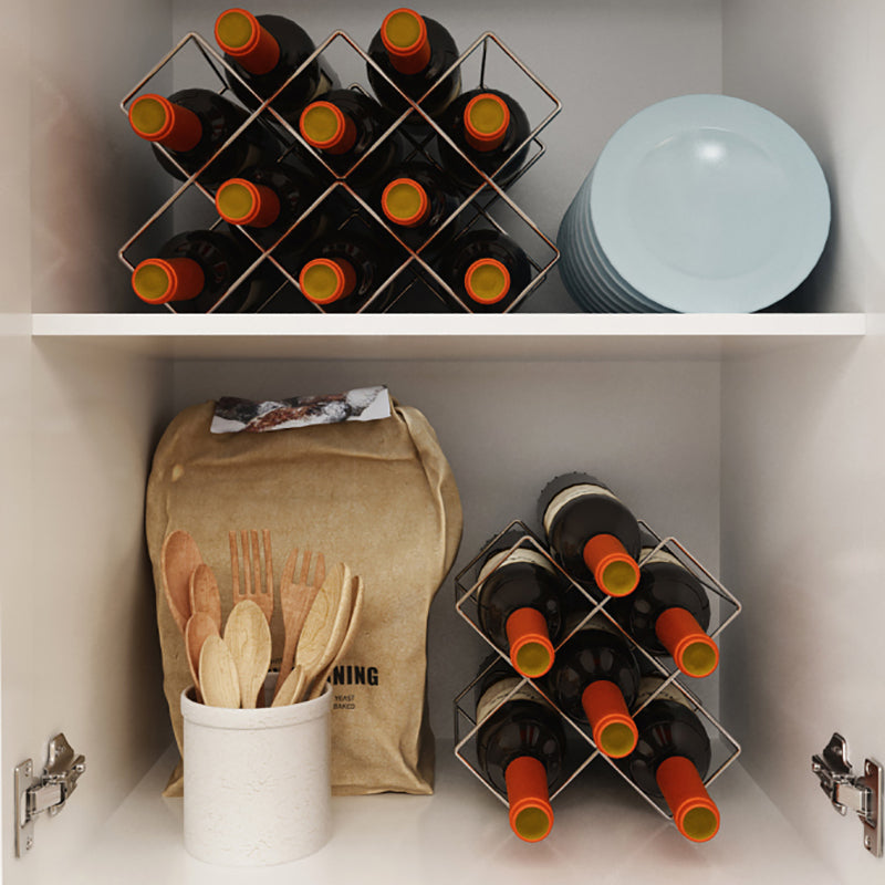 Contemporary Metal Wine Rack Bottle Tabletop Or Countertop Free-Stand Bottle Holder