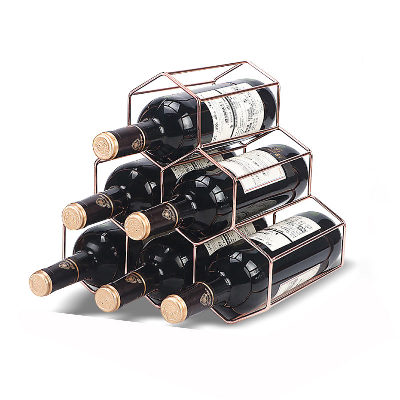 Contemporary Metal Wine Rack Bottle Tabletop Or Countertop Free-Stand Bottle Holder