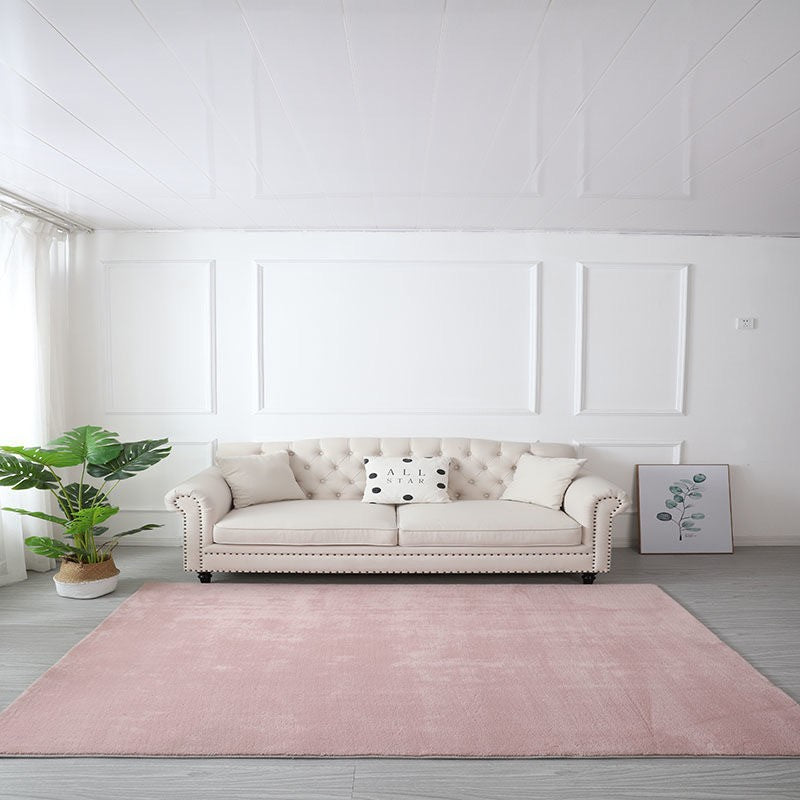 Villus Solid Color Rug Living Room Rectangle Shape Carpet Polyester Washable Area Rug