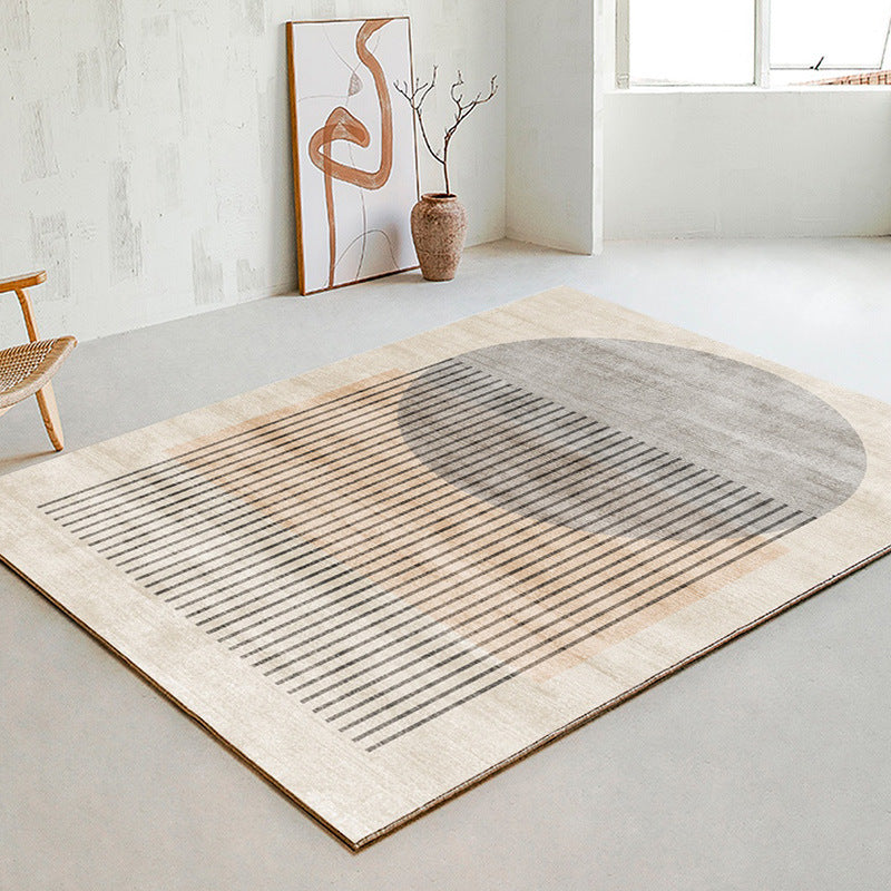 Brown Tone Rug Industrial Style Living Room Carpet Polyester Washable Area Rug