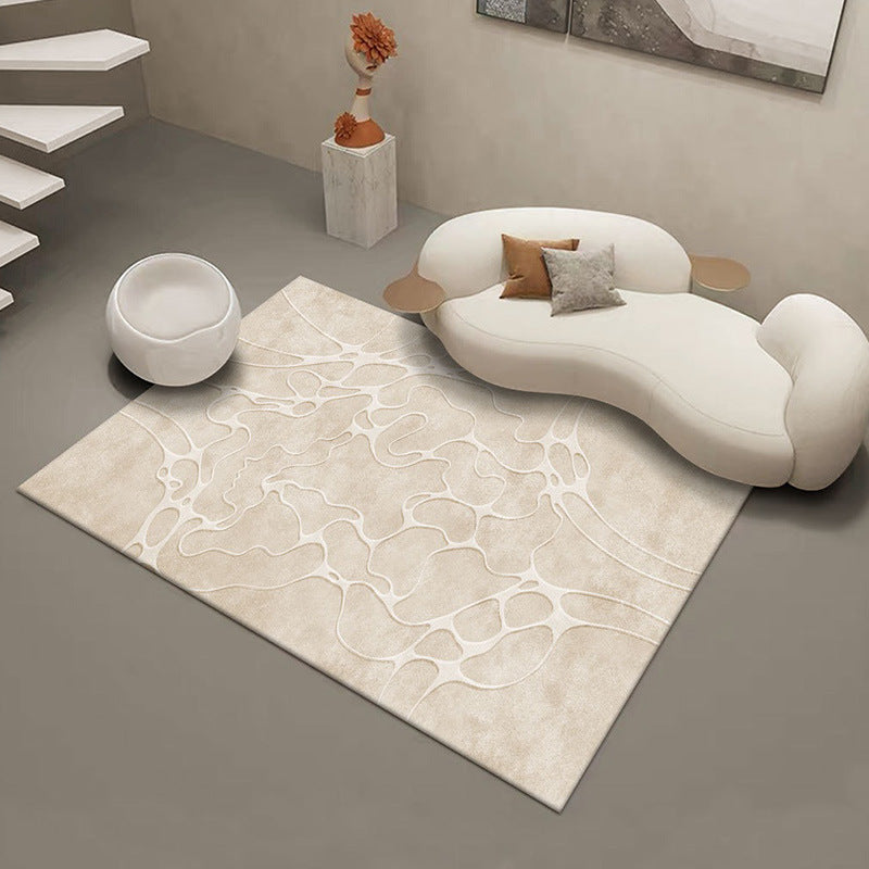 Brown Tone Rug Industrial Style Living Room Carpet Polyester Washable Area Rug