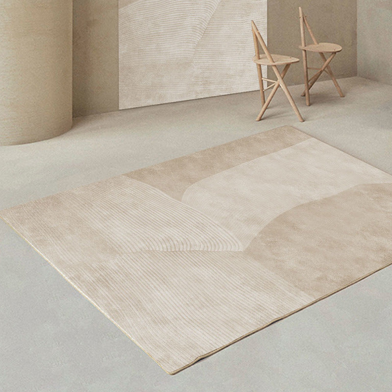 Brown Tone Rug Industrial Style Living Room Carpet Polyester Washable Area Rug