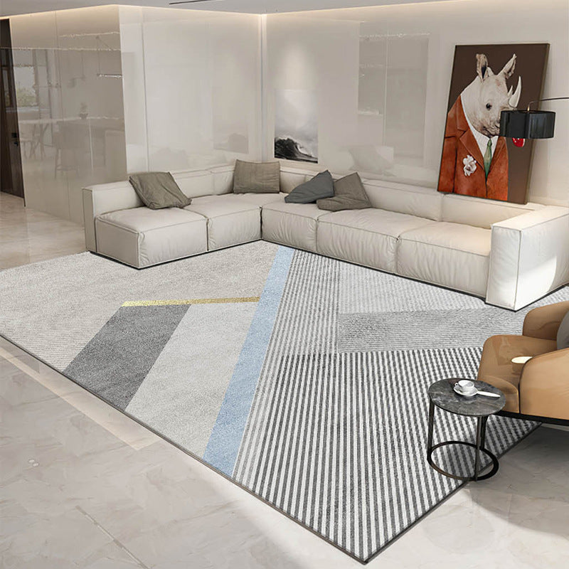 Rectangle Shape Rug Living Room Light Luxury Carpet Polyester Washable Area Rug