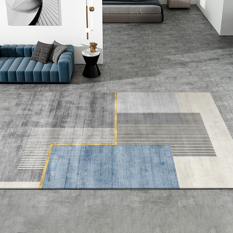Rectangle Shape Rug Living Room Light Luxury Carpet Polyester Washable Area Rug