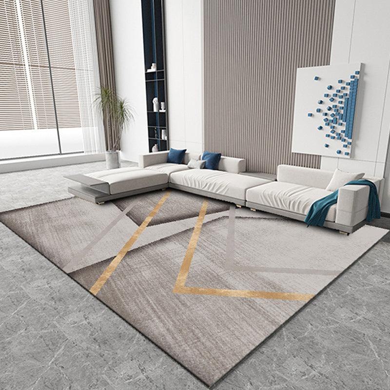 Rectangle Shape Rug Living Room Light Luxury Carpet Polyester Washable Area Rug