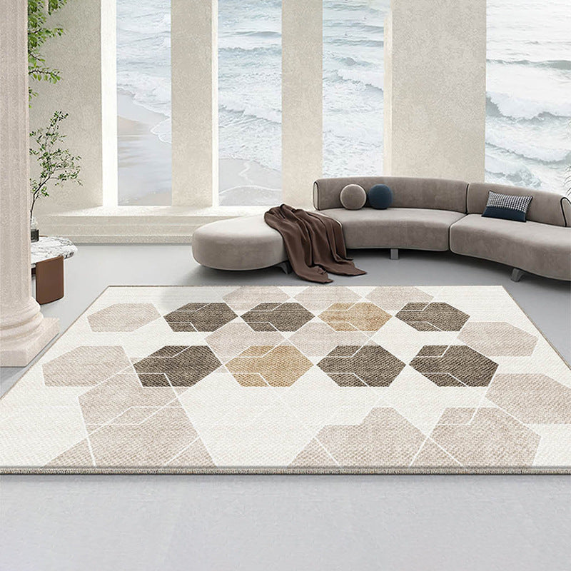 Rectangle Shape Rug Living Room Light Luxury Carpet Polyester Washable Area Rug