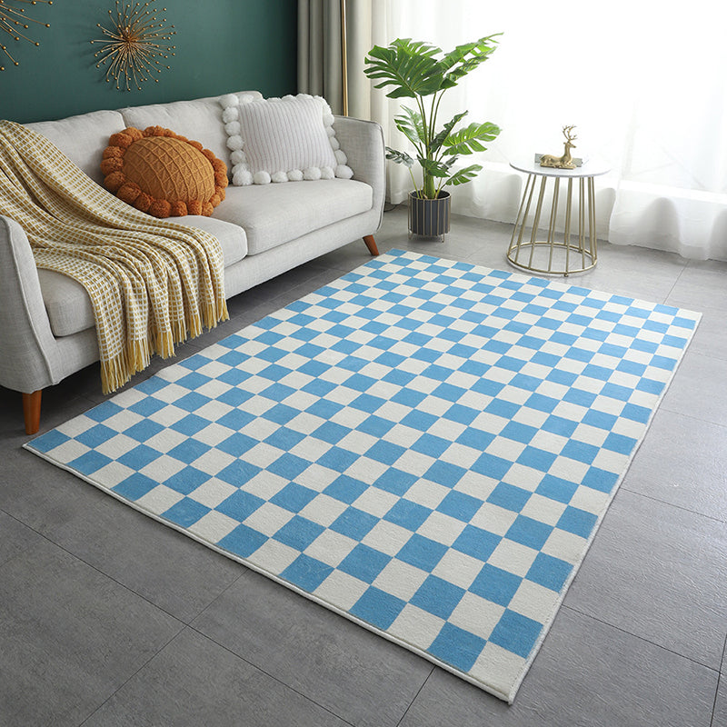 Rectangle Shape Rug Colorful Lattice Stain Resistant Rug for Home Decor