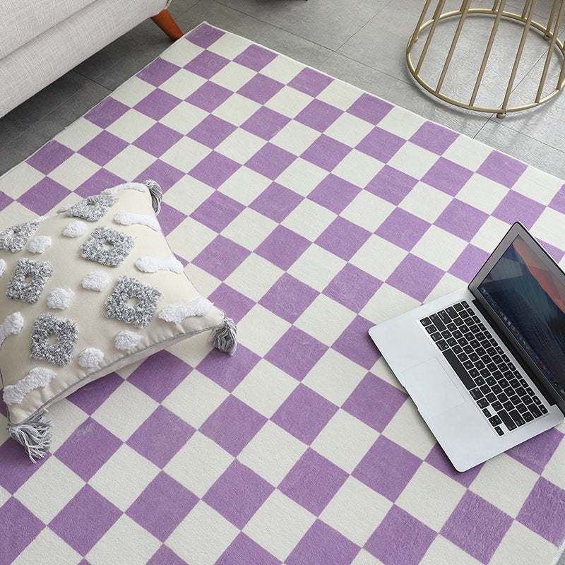 Rectangle Shape Rug Colorful Lattice Stain Resistant Rug for Home Decor