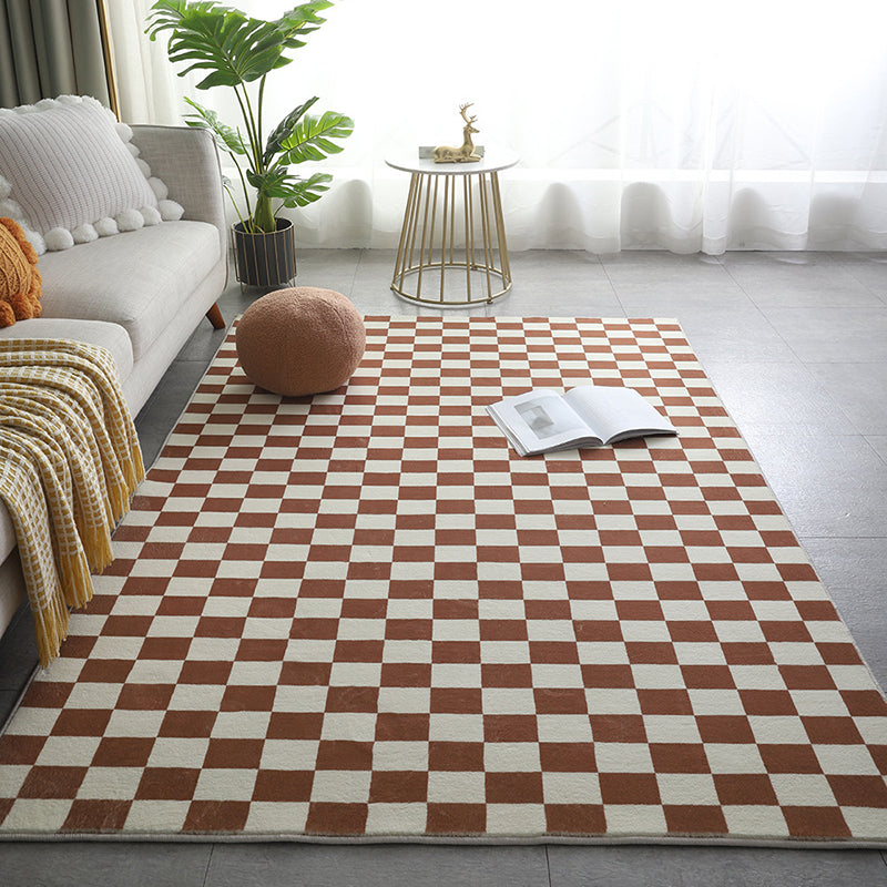 Rectangle Shape Rug Colorful Lattice Stain Resistant Rug for Home Decor