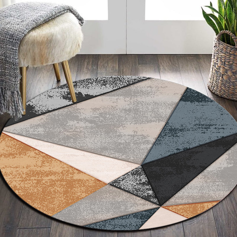 Modern Style Geometric Pattern Rug Circular Shape Stain Resistant Rug for Home Decor