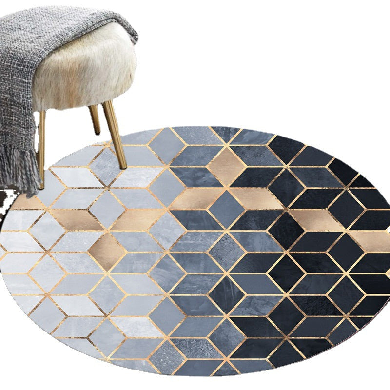 Modern Style Geometric Pattern Rug Circular Shape Stain Resistant Rug for Home Decor