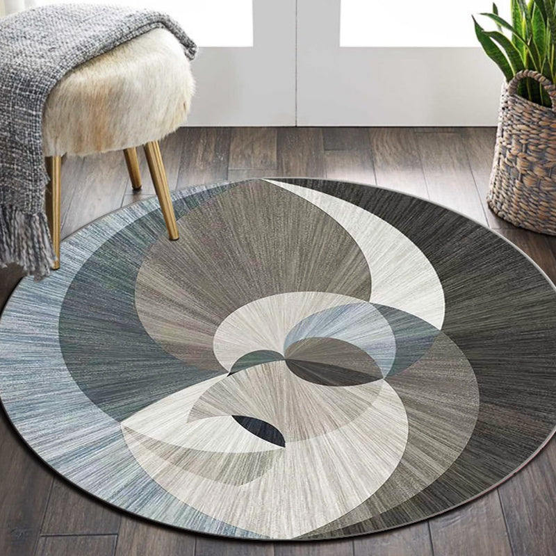 Modern Style Geometric Pattern Rug Circular Shape Stain Resistant Rug for Home Decor