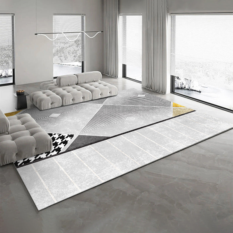 Light Luxury Style Rug Rectangle Shape Living Room Carpet Polyester Washable Area Rug