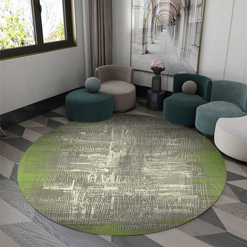 Circular Shape Rug Living Room Lattice Carpet Polyester Washable Area Rug