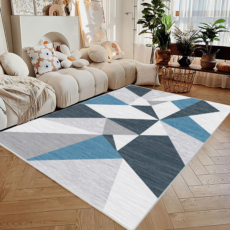Geometric Pattern Rug Rectangle Shape Stain Resistant Polyester Rug for Home Decor
