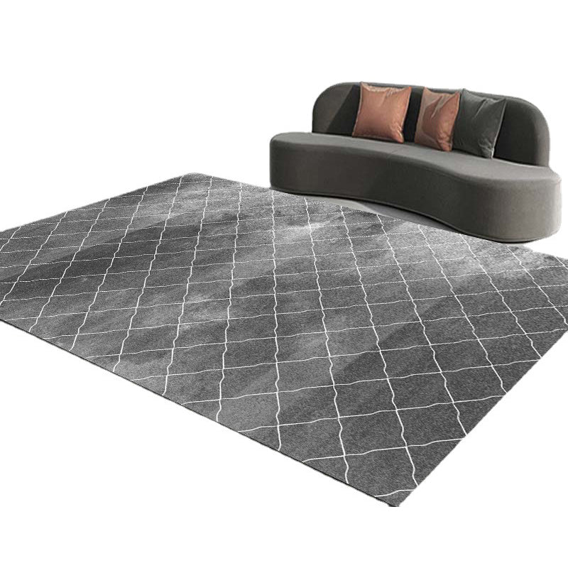 Geometric Pattern Rug Rectangle Shape Stain Resistant Polyester Rug for Home Decor