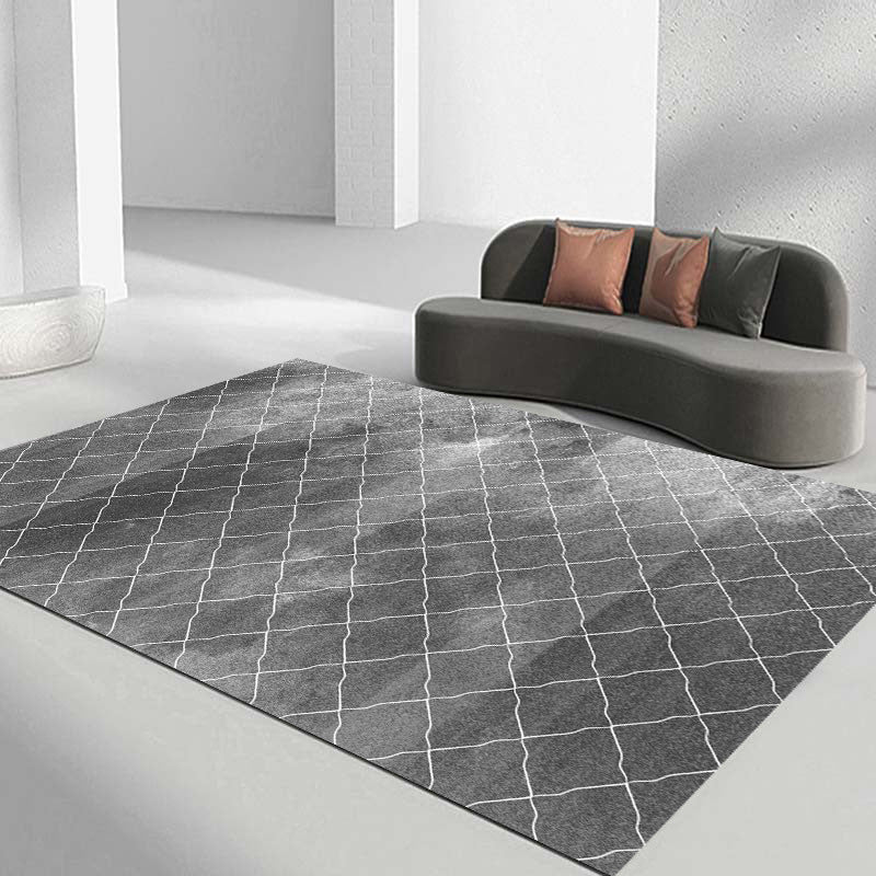 Geometric Pattern Rug Rectangle Shape Stain Resistant Polyester Rug for Home Decor
