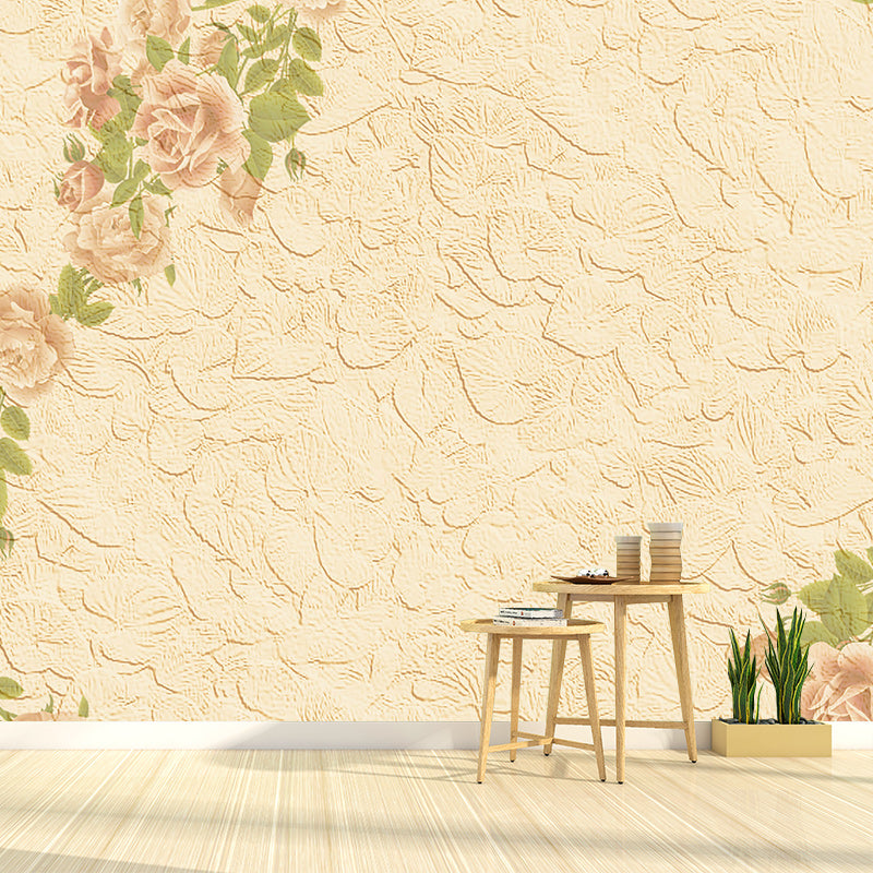 Plant Printed Wood Resistant Mural Wallpaper Environment Friendly Sleeping Room Wall Mural