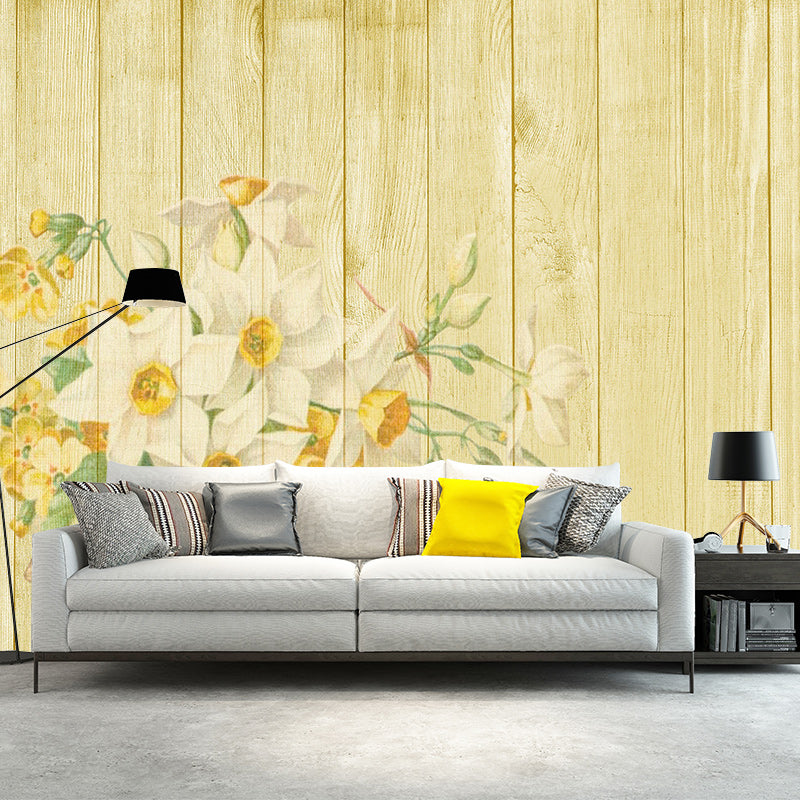 Environment Friendly Wall Mural Wallpaper Plant Printed Wood Sitting Room Wall Mural