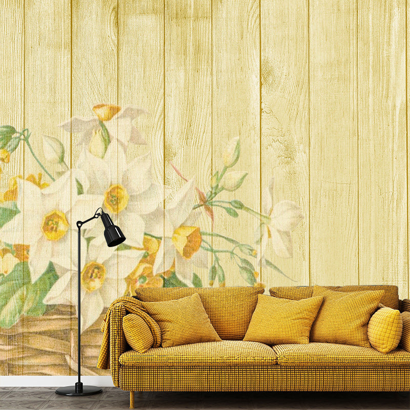 Environment Friendly Wall Mural Wallpaper Plant Printed Wood Sitting Room Wall Mural