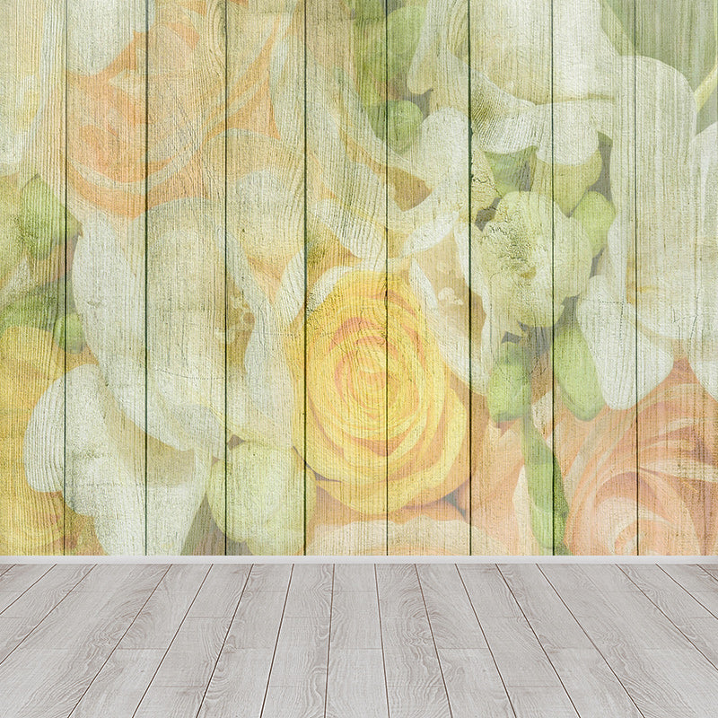 Decorative Wall Mural Wallpaper Plant Printed Wood Sitting Room Wall Mural