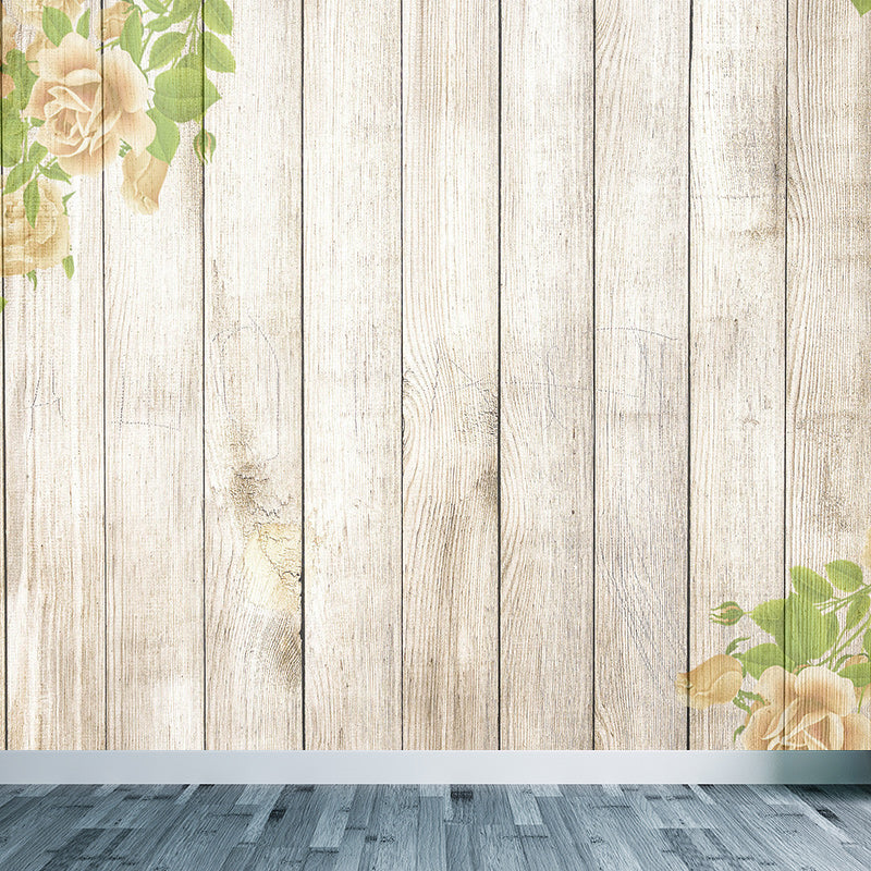 Decorative Wall Mural Wallpaper Plant Printed Wood Sitting Room Wall Mural