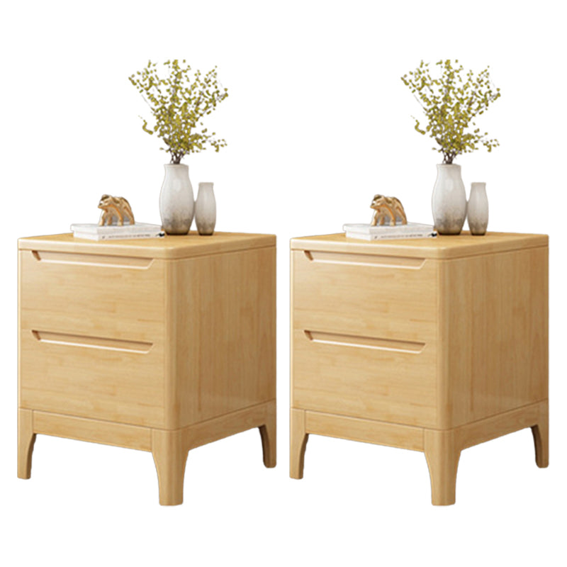 Solid Wood Accent Table Nightstand Contemporary Night Table with Drawers