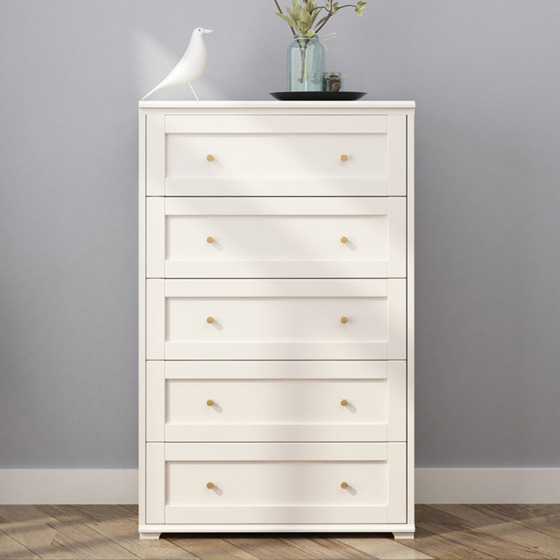 Glam White Chest Bedroom Solid Wood Storage Chest with Drawers