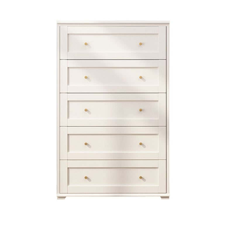 Glam White Chest Bedroom Solid Wood Storage Chest with Drawers