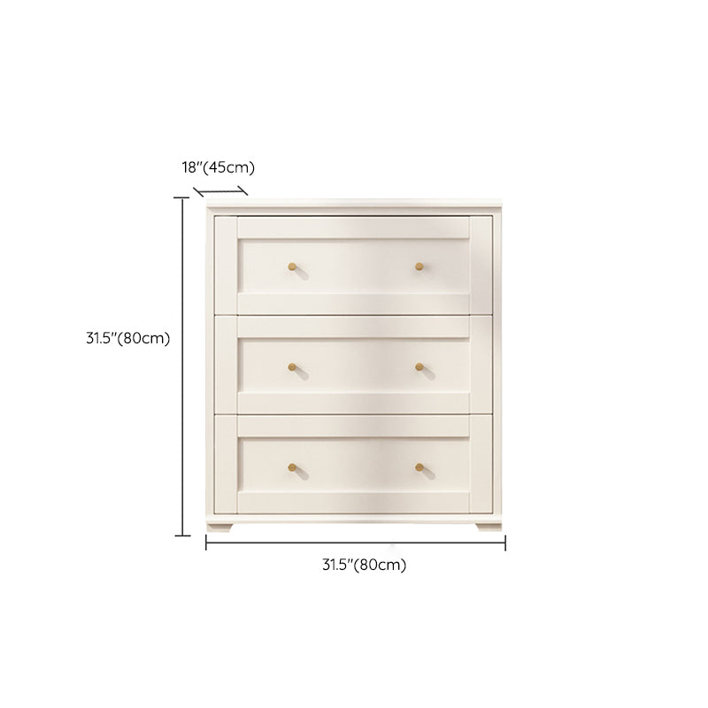 Glam White Chest Bedroom Solid Wood Storage Chest with Drawers