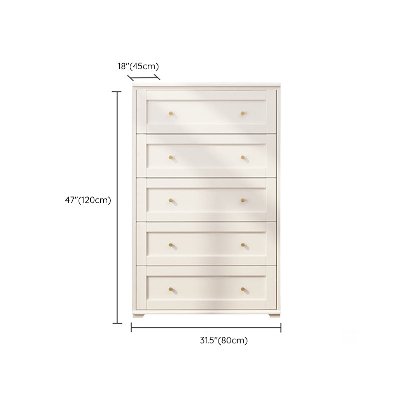 Glam White Chest Bedroom Solid Wood Storage Chest with Drawers