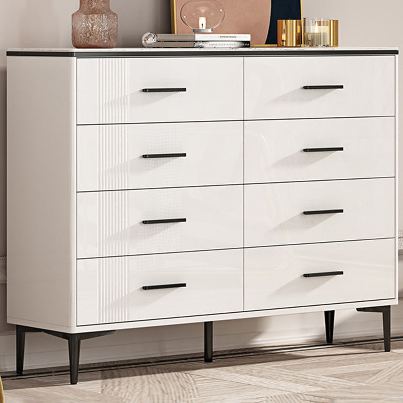 Contemporary Glam Stone Storage Chest Home Chest in White with Drawers