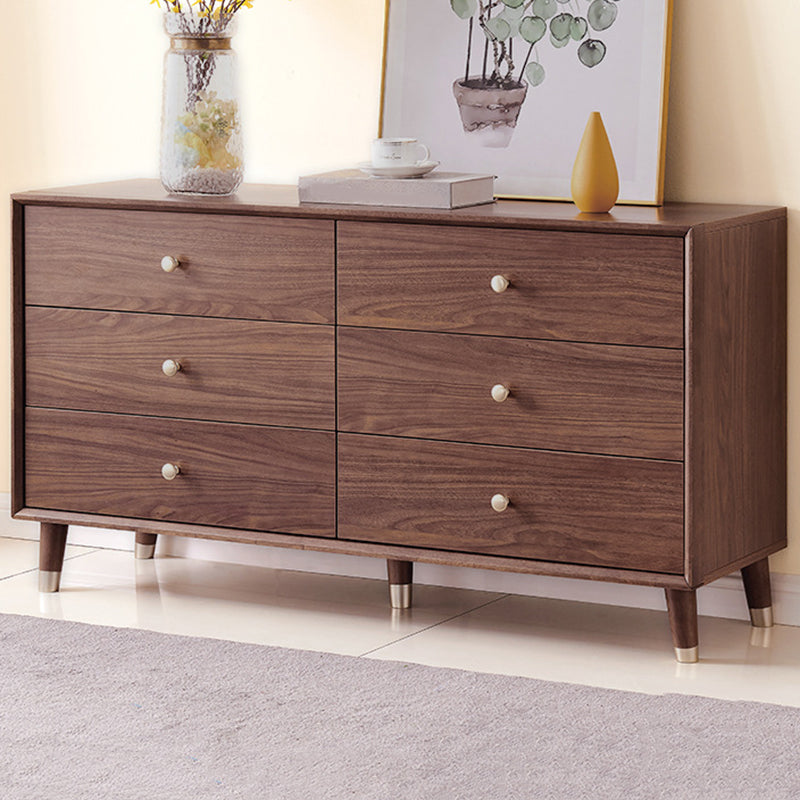Glam Chest Bedroom Solid Wood Storage Chest in Brown with Drawers