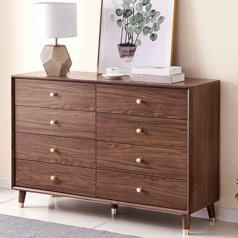 Glam Chest Bedroom Solid Wood Storage Chest in Brown with Drawers