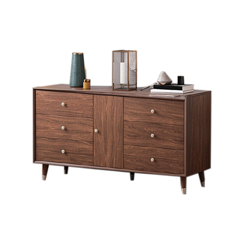 Glam Chest Bedroom Solid Wood Storage Chest in Brown with Drawers