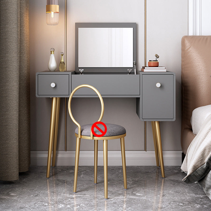 Flip-Top Vanity Set Contemporary 2 Drawers Makeup Dressing Table