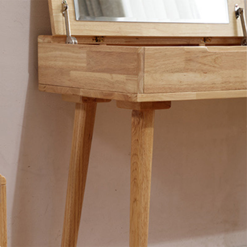 Nordic Flip-Top Vanity Dressing Table Set with Stool 1-Drawer Wood Vanity Table