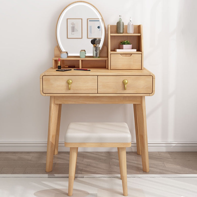 Scandinavian Solid Wood Makeup Counter 3 Drawer Vanity Dressing Table