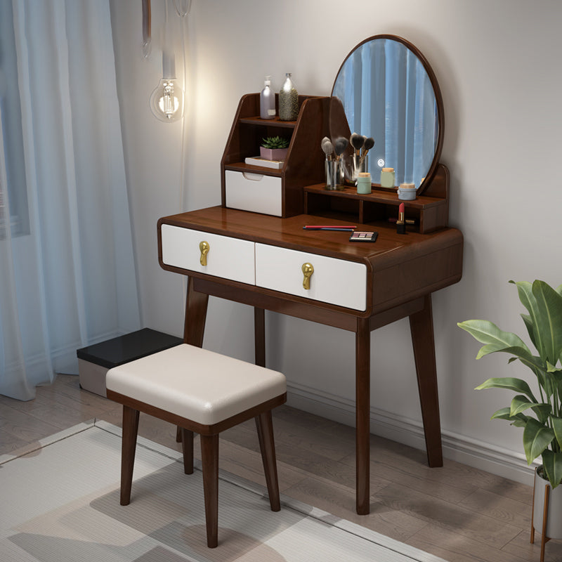 Scandinavian Solid Wood Makeup Counter 3 Drawer Vanity Dressing Table