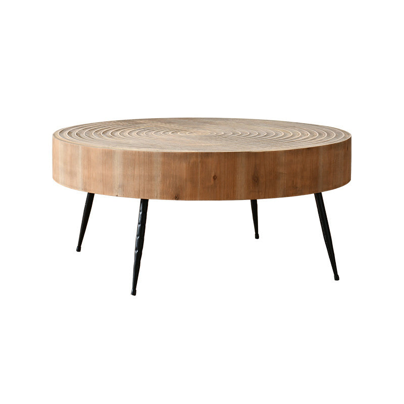 Iron 4 Legs Cocktail Table Scandinavian Round Wooden Coffee Table for Home