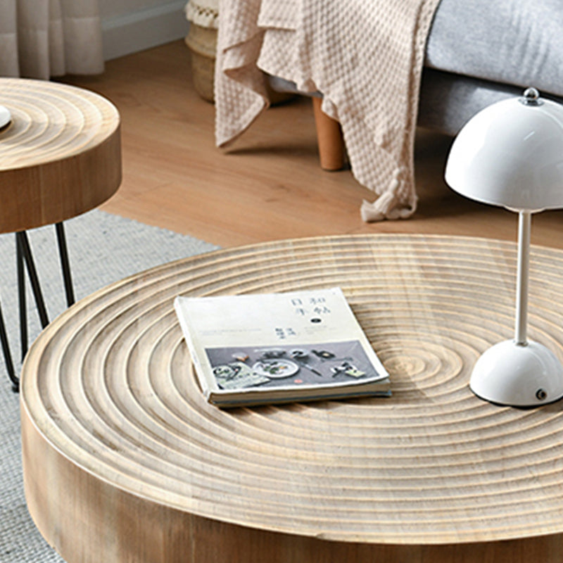 Iron 4 Legs Cocktail Table Scandinavian Round Wooden Coffee Table for Home