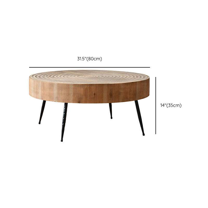 Iron 4 Legs Cocktail Table Scandinavian Round Wooden Coffee Table for Home