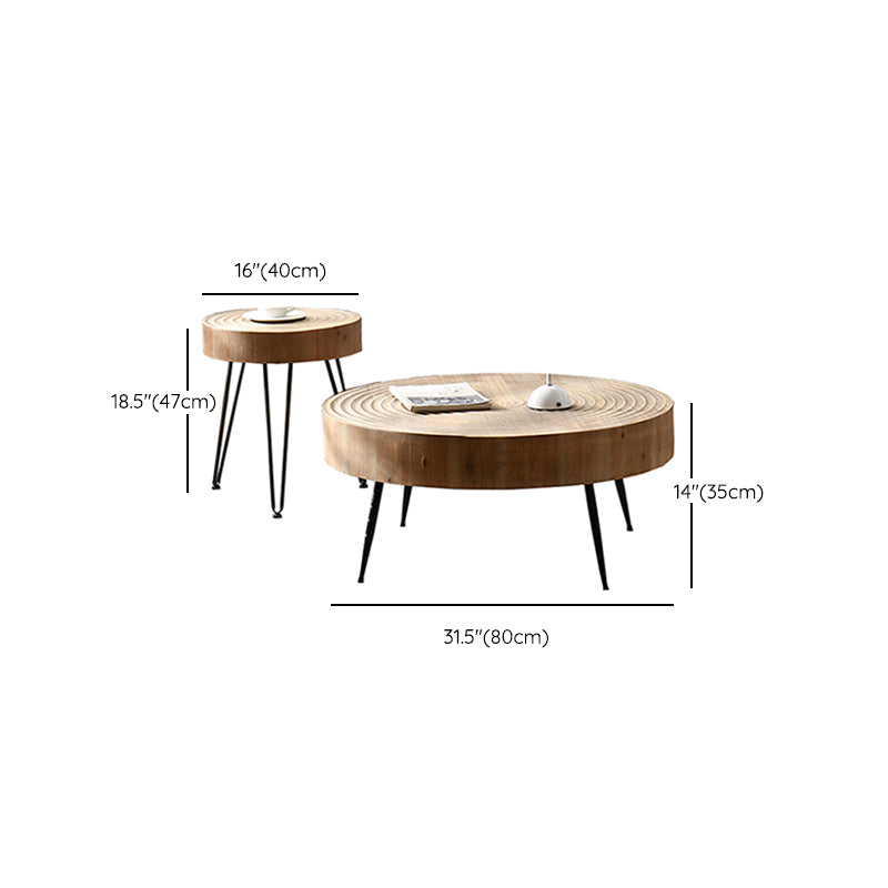Iron 4 Legs Cocktail Table Scandinavian Round Wooden Coffee Table for Home