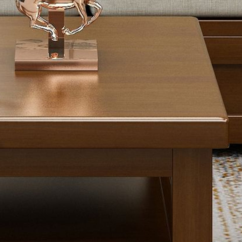 Contemporary with Storage Drawers Rectangular Solid Wood Single Coffee Table