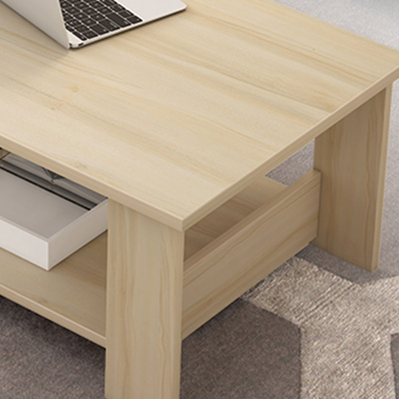 Contemporary Wooden with Storage Shelf Rectangular Single Coffee Table
