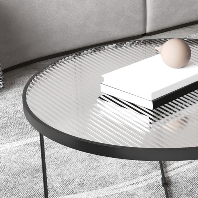 Contemporary Cross Legs Glass Round Metal Nesting Coffee Table Set
